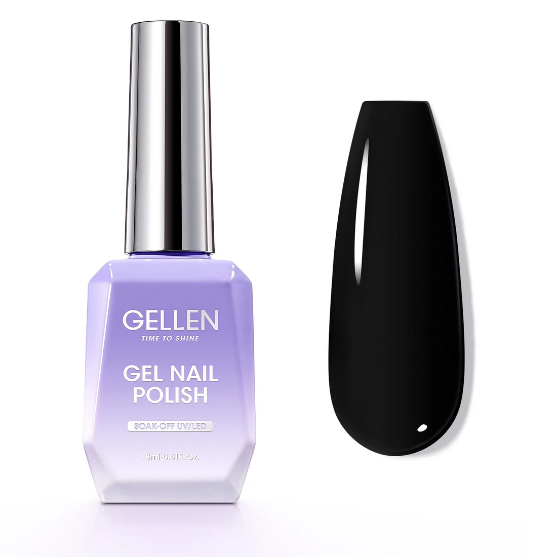 Gellen Gel Nail Polish - 18ml Black Soak off UV LED Gel Polish for Stunning Nail Art and Manicures - Perfect Gifts for Girls