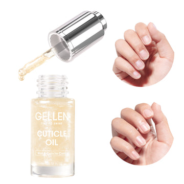 Gellen Nail Cuticle Oil for Growth and Strength, 15ml Vitamin E Nail Nourishing Oil for Hydrating, Moisturizing, Strengthening, Cuticle and Skin Nail Care for Women, Jasmine Scent, Gold Shimmer