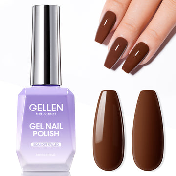 Gellen Gel Nail Polish, 18ml Brown Chocolate Nail Polish Soak Off UV LED Nail Gel Polish Nail Art Manicure Salon at Home DIY Gel, Christmas Gifts for Women Girls