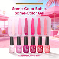 Gellen Gel Nail Polish Set of 6 Same Color Same Bottle Nude Pink Rose Red Glossy Gel Polish, Soak off Gel Nail Kit for DIY Home Gel Manicure Set for Nail Art