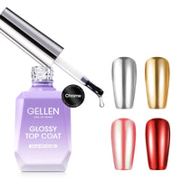 Gellen 18ML Gel Top Coat for Chrome Nail Powder, No Wipe Clear Top Coat Gel Nail Polish, High Glossy Mirror UV Gel Top Coat, Long Lasting Soak off Top Gel for Metallic Gel