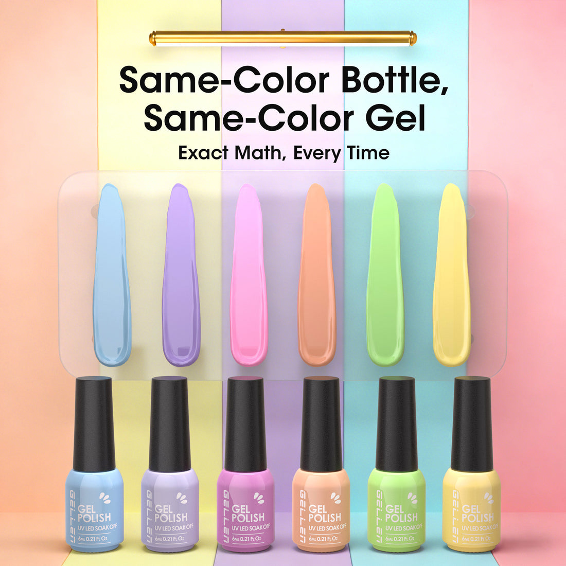 Gellen Gel Nail Polish Set of 6 Same Color Same Bottle Purple Pink Green Macaron Glossy Gel Polish, Soak off Gel Nail Kit for DIY Home Gel Manicure Set for Nail Art