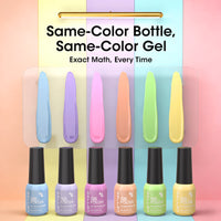 Gellen Gel Nail Polish Set of 6 Same Color Same Bottle Purple Pink Green Macaron Glossy Gel Polish, Soak off Gel Nail Kit for DIY Home Gel Manicure Set for Nail Art