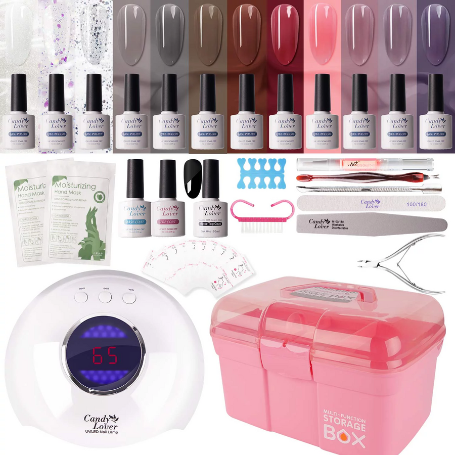 Candy Lover Gel Nail Polish Kit With UV LED Lamp, Natural Quick Dry Longer-lasting Gel Nail Polish Sets, 12 Colors Gel Polish Starter Kit, Nail Gel Kit Gift