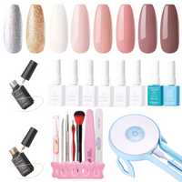 Perfect Summer Gel Nail Polish Kit with UV Lamp, 6 Light Brown Colors Nail Polish Starter Kit with 36W Nail Light and No Wipe Top Base Coats 2pcs Liner Gel Manicure Tools Nail Kit, All-in-One Set