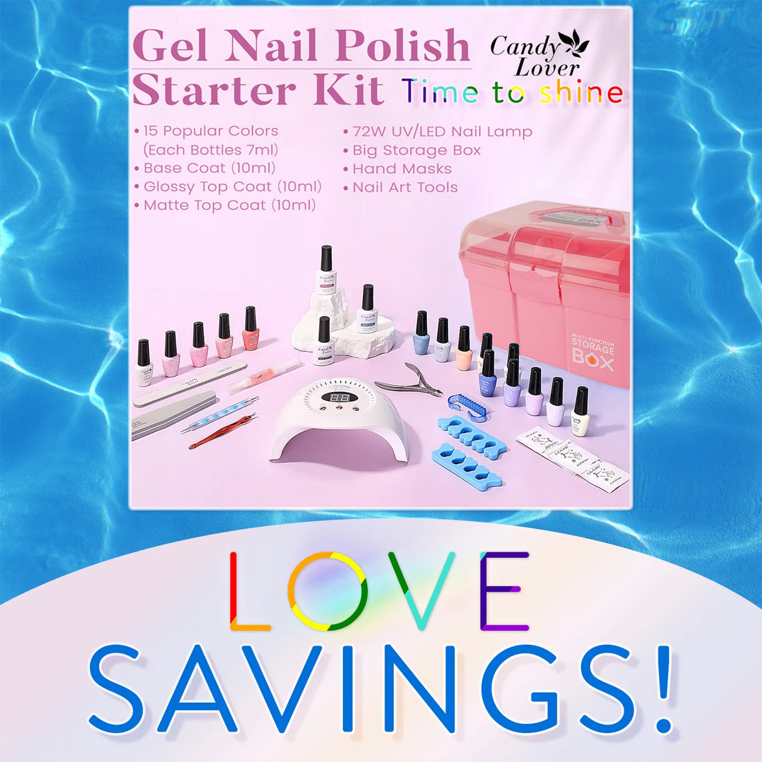 Candy Lover Gel Nail Polish Kit with LED UV Lamp 72W Nail Dryer, 15 Colors Natural Quick Dry Longer-lasting Gel Polish Starter Kit, UV Nail Polish Sets Gift Nail Polish Kit for Girl Women Fall Winter