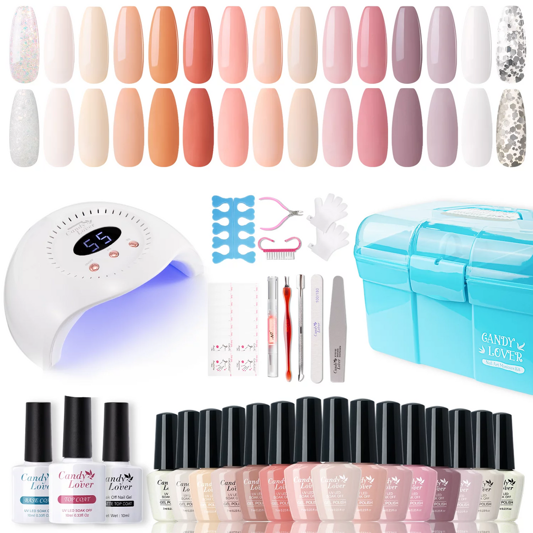 Candy Lover Gel Nail Polish Kit with UV Lamp, 72W Nail Dryer, 15 Colors Quick Dry Long-lasting Gel Nail Polish, Gel Nail Polish Sets, Nail Polish Kit for Teen Girl Lady Womens Manicure DIY Nail Gift