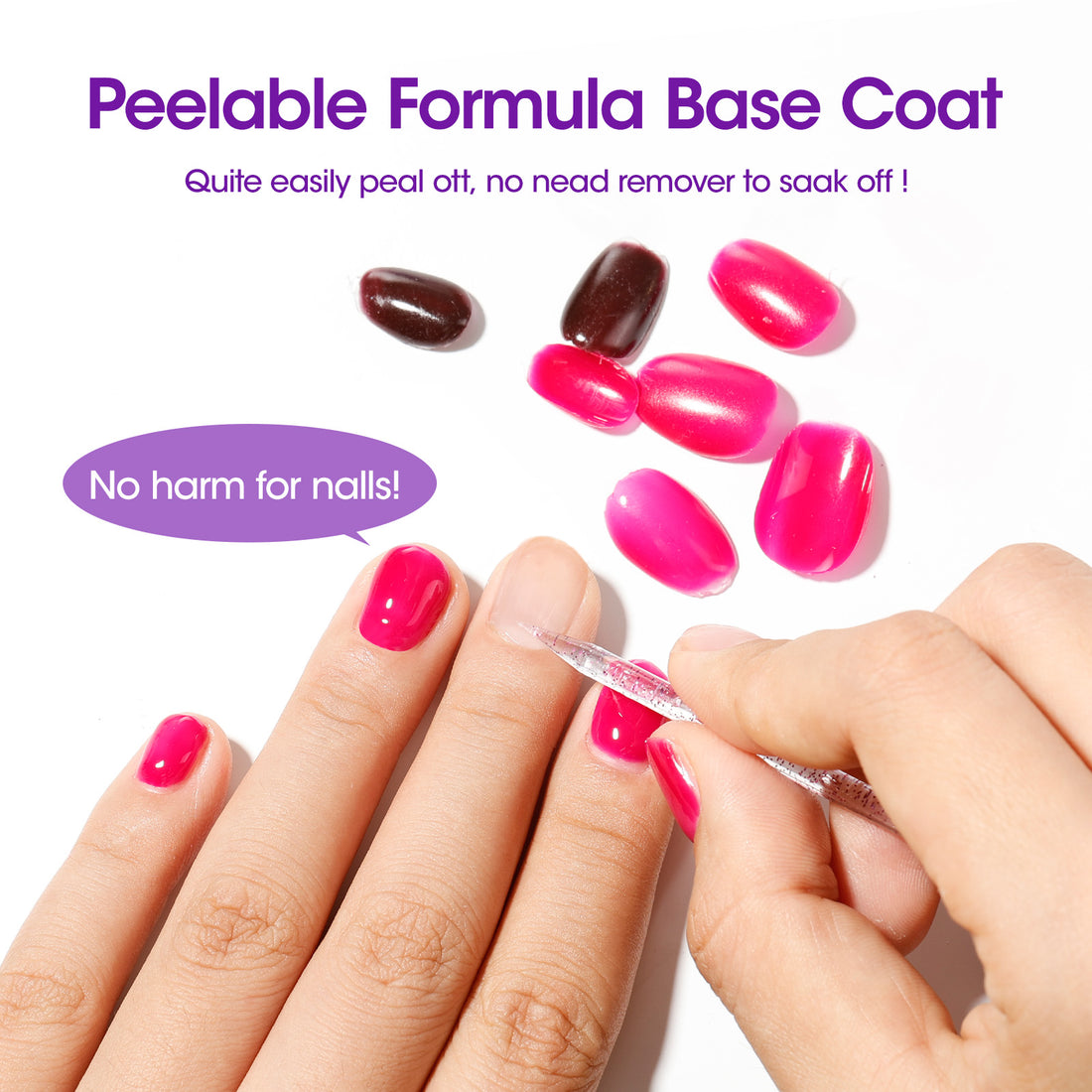 Gellen Gel Peelable Base and Glossy Top Coat Set, 2Pcs 18ML No Wipe Glossy Gel Top Coat, Clear UV Base Coat Gel Nail Polish, Soak Off Gel Base Top Coat Nail Art