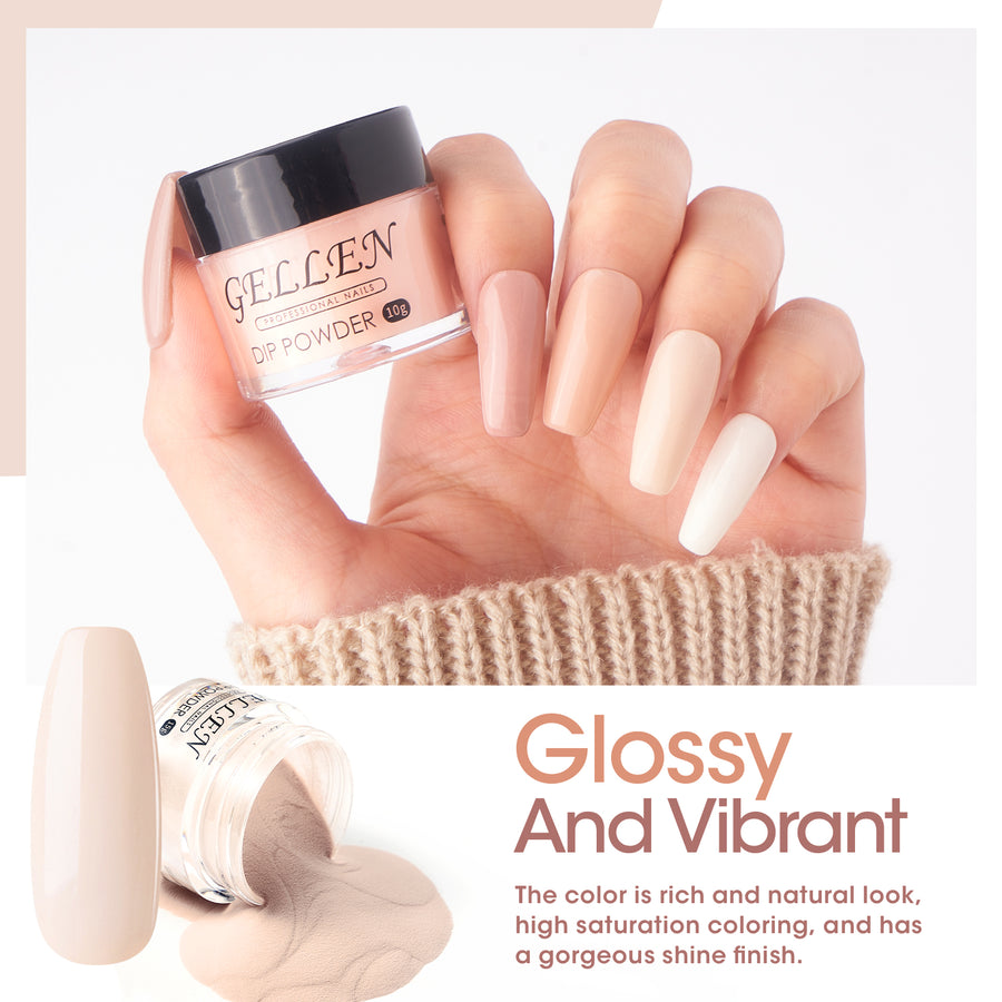 Gellen Dip Powder Nail Kit, 12 Colors Nudes Pink Brown Grey Dip Nail Powder Kit with Dust Brush and Nail File, Nail Art Fall Nudes Series Dip Powder Set