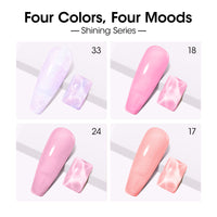 Gellen Builder Nail Gel, 4 Colors Nail Extension Gel Set Shimmer, Pink, Light Pink, Orange Hard Gel Builder Nail Extension for Nail Art