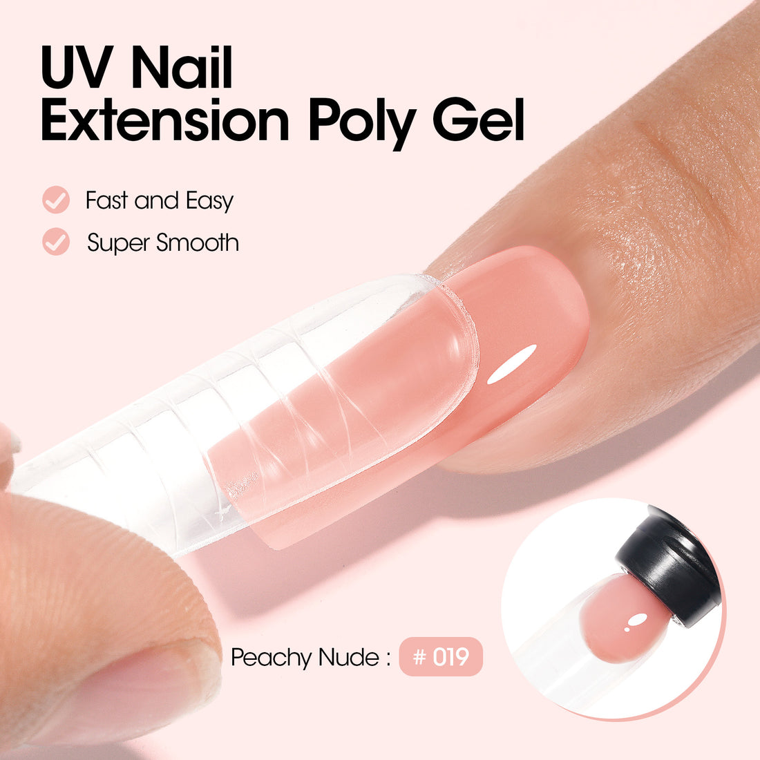 Gellen Poly Gel Nail Extension Gel, 60g Peachy Nude Builder Nail Gel Long Lasting Trendy Nail Art Design for Salon Manicure Beginner Easy DIY