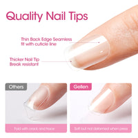 Gellen Extra Short Square Fake Nail Tips for Press on Nails, 504Pcs Soft Gel Tips for Nail Extensions Full Cover Pre-shaped 12 Sizes Clear False Nails for Nail Art