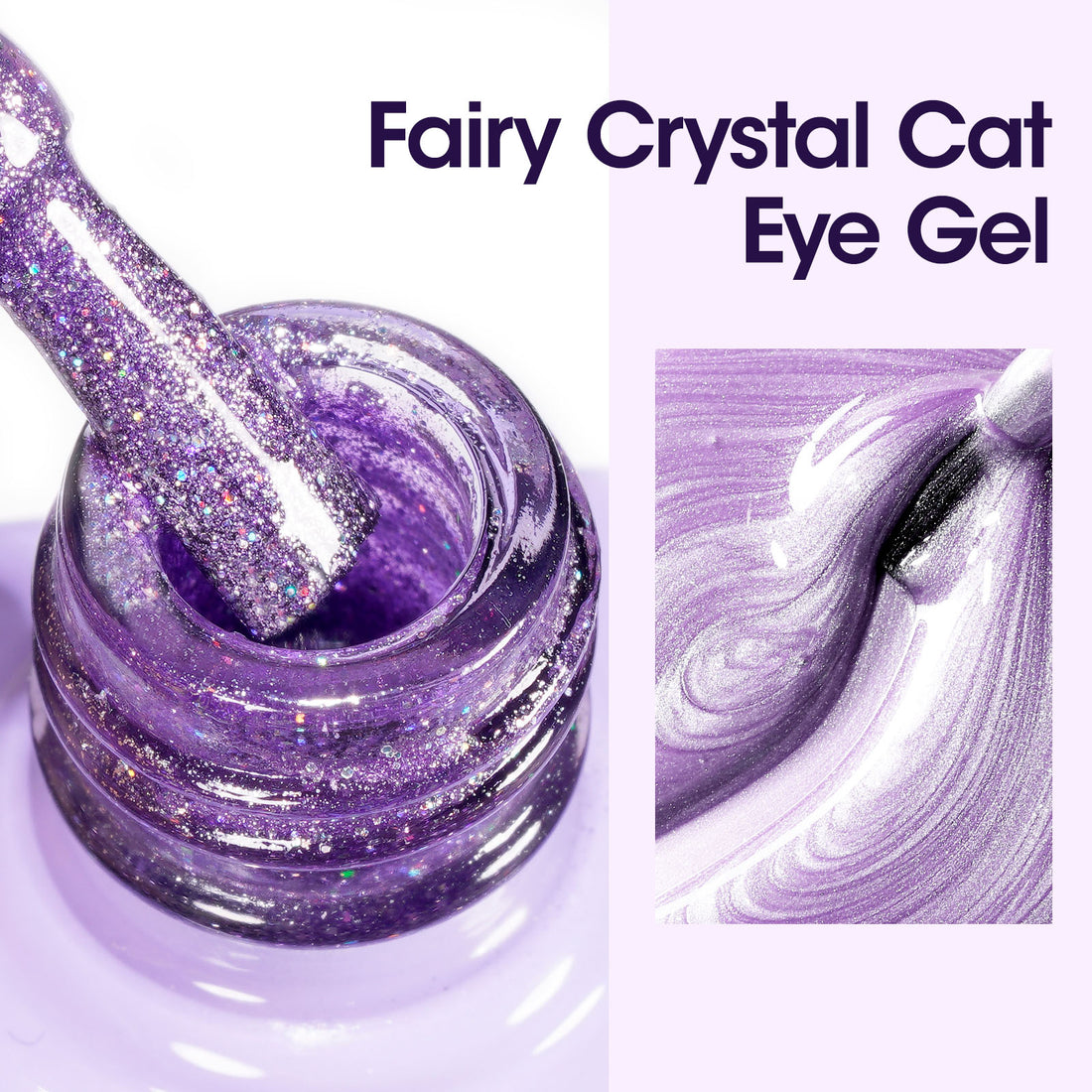 Gellen Cat Eye Gel Nail Polish, 18ml Gel Polish with Magnet Stick, Magnetic Shimmer Glitter Holographic Nail Polish Soak Off LED Gel for Nail Art DIY, Elegant Purple