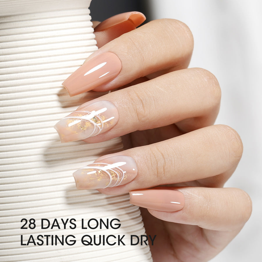 Gellen Nude Jelly Gel Nail Polish Set, 6 Colors White Nude Semi Sheer Gel Polish, No Wipe Soak Off UV Gel for DIY Nail Art Salon French Manicure, 10ml/0.33oz