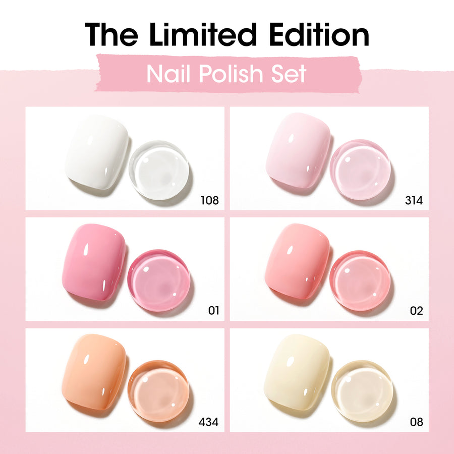 Gellen 6Colors Nail Polish Set, Quick Air Dry Nail Polish Nude Pink White Trendy Nail Polish Kit for Nail Manicure DIY Art Home, No UV Light Needed, 0.33 oz