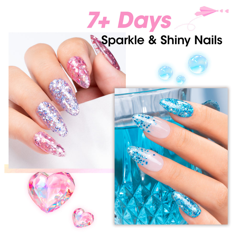 Gellen Nail Polish, Quick Dry 3 Colors Glitter Sliver Pink Green Nail Polish Set Xmas Halloween Nail Lacquer Set, Gift for Women Home Nail Art, No UV Light Needed, 0.33 Fl.oz