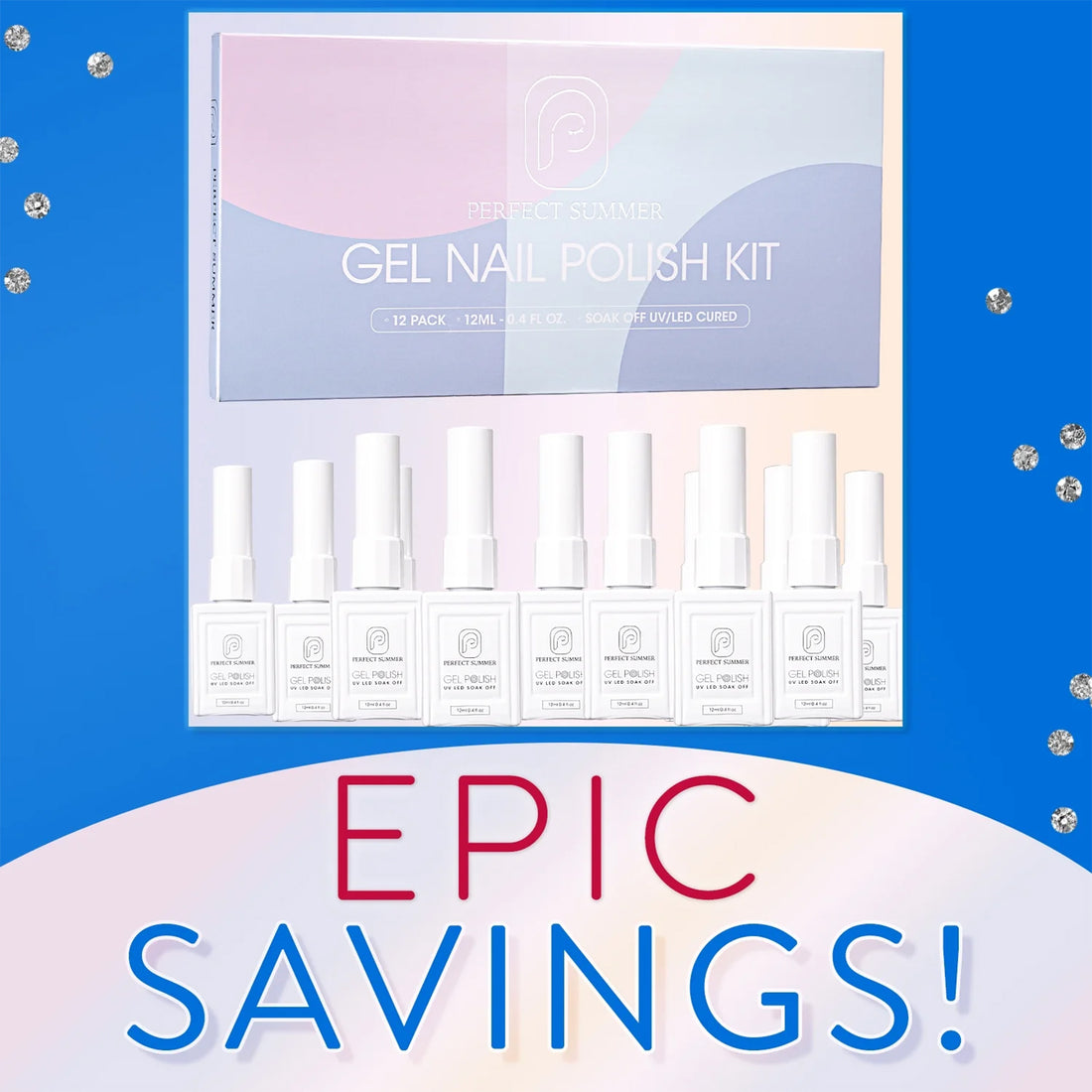 Perfect Summer Gel Nail Polish, 12 Colors Gel Polish Classic Full Color Soak Off UV Nail Polish Gel, Manicure DIY Salon Nail Art Gift for Women Girls