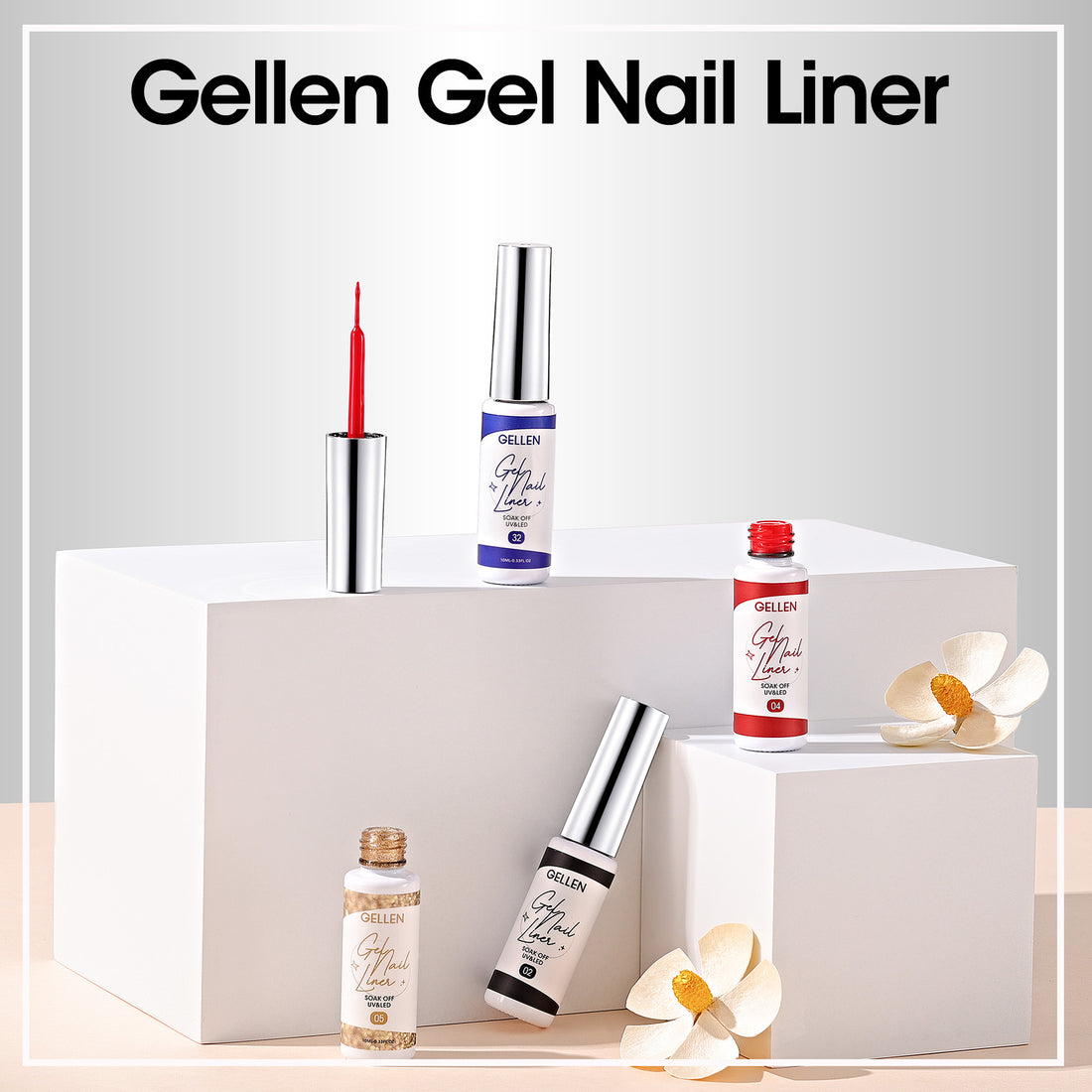 Gellen Gel Liner Nail Polish, 12 Colors Bright Jewelry Fashion Color Nail Art Gel Nail Polish Set, Gel Polish Soak Off UV Cure Gel Built Thin Nail Brush Christmas Gifts for Women