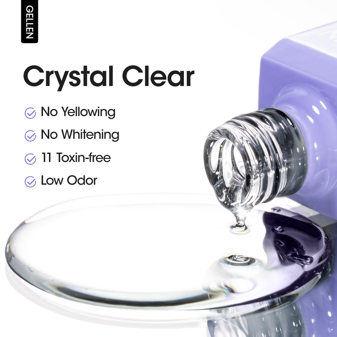 Gellen Crystal Gel Top Coat, 18ML Gel Polish Top Coat Soak off UV Light Cured, Upgraded Glossy Top Coat Gel Nail Polish, Top Coat Nail Gel for Salon Nail Art Home Manicure