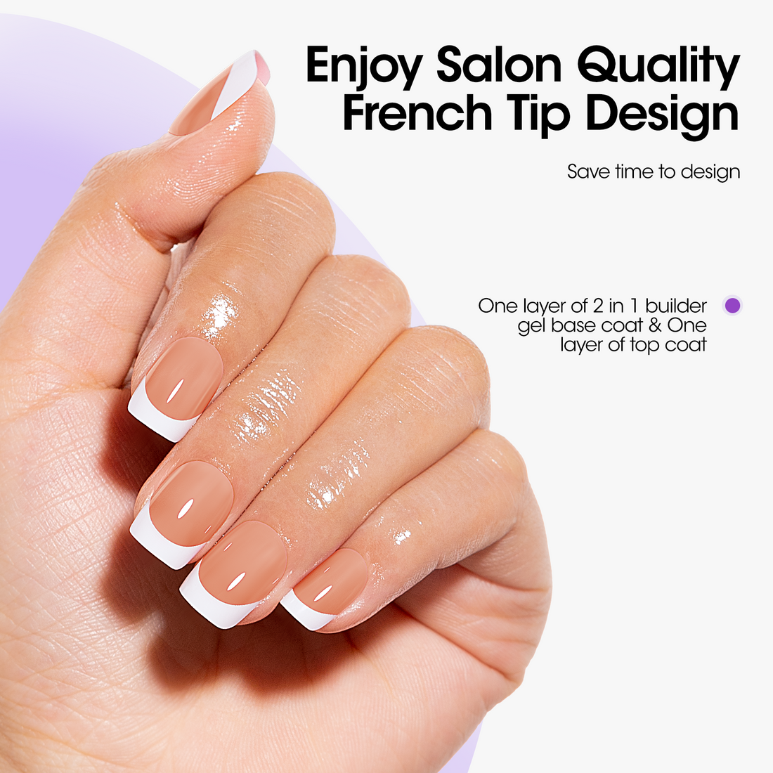 Gellen French Tips Gel Nail Kit - 240 Pcs Brown Short Square, Salon Acrylic Nail Kits Including Gel Top Coat and Base Coat, UV Lamp, Solid Nail Glue Gel, Nail Charms for French Tip Manicure