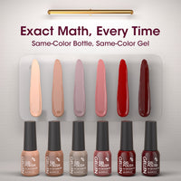 Gellen Gel Nail Polish Set of 6 Same Color Same Bottle Beige Brown Wine Red Nude Glossy Gel Polish, Soak off Gel Nail Kit for DIY Home Gel Manicure Set for Nail Art