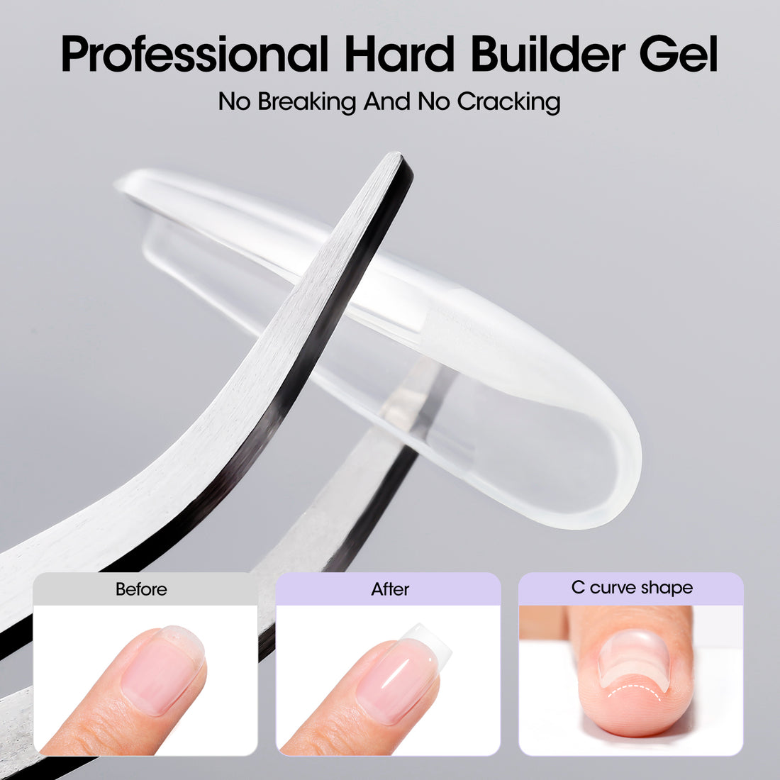 Gellen Clear Builder Gel for Nails, 30g Hard Gel Nail Extension Kit with Forms, Self Leveling UV LED Builder Gel for Nail Strengthening, Overlays, Apex & Long Lasting Nail Art