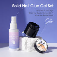 Gellen Nail Glue Gel for Fake Nails Tips, 1Pc 15g Solid Gel Nail Glue for Press ons Nails with 60ml Nail Glue Remover Set