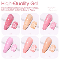 Gellen Gel Nail Polish Kit - Nude Pinks Jelly Gel & Shimmering Gel Polish, Soak off Nail Gel Manicure Set 10ml