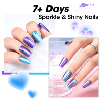 Gellen Nail Polish, Quick Dry 3 Colors Metallic Purple Blue & Base Top Strengthener 3-in-1 Nail Polish Set Xmas Halloween Nail Lacquer Set, Gift for Women Home Nail Art, No UV Light Needed, 0.33 Fl.oz