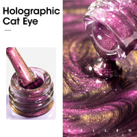 Gellen Cat Eye Gel Nail Polish, 18ML Dual Colour Natural Glitter Gel Polish Set, Soak off Nail Gel Polish At Home DIY Salon Use, Plum Pink