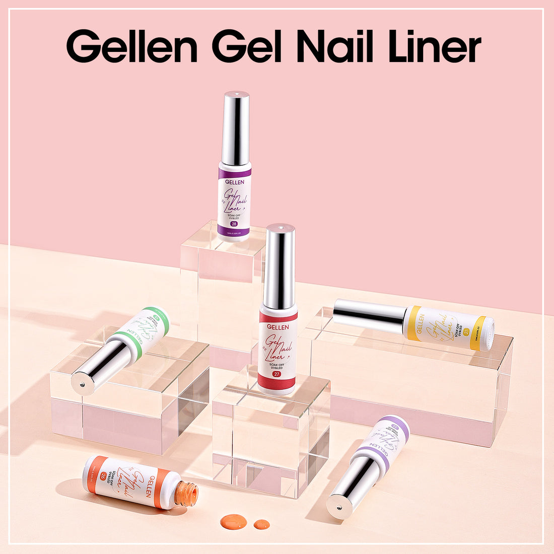 Gellen Gel Liner Nail Polish, 12 Colors Sweet Candy Girly Color Nail Art Gel Nail Polish Set, Gel Polish Soak Off UV Cure Gel Built Thin Nail Brush Christmas Gifts for Women