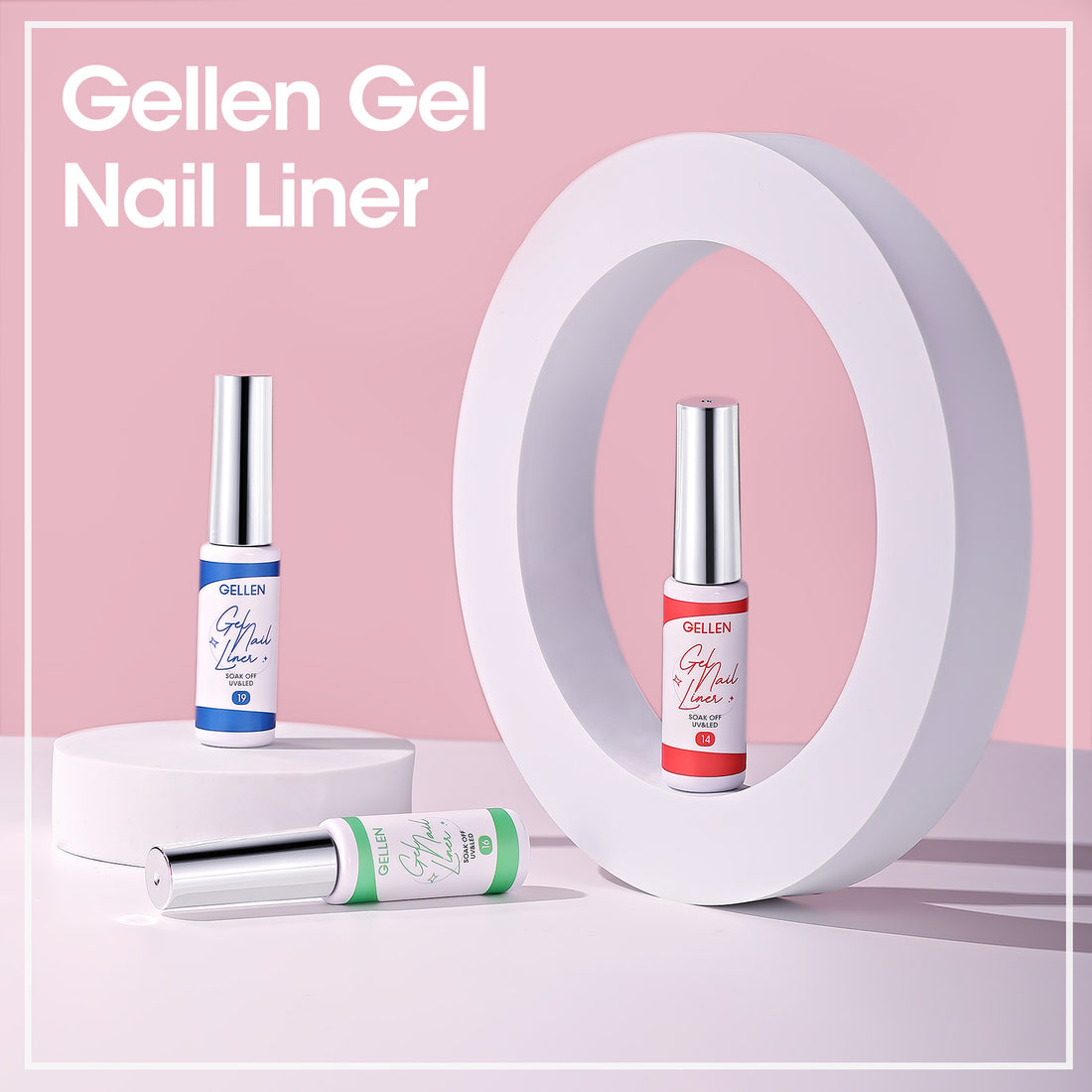 Gellen Gel Liner Nail Polish, 6 Colors Red Pink Green Nail Art Gel Nail Polish Set, Gel Polish Soak Off UV Cure Gel Built Thin Nail Brush Christmas Gifts for Women