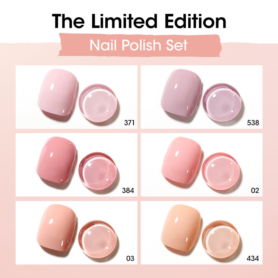 Gellen 6Colors Nail Polish Set, Quick Air Dry Nail Polish Nude Purple Pink Trendy Nail Polish Kit for Nail Manicure DIY Art Home, No UV Light Needed, 0.33 oz