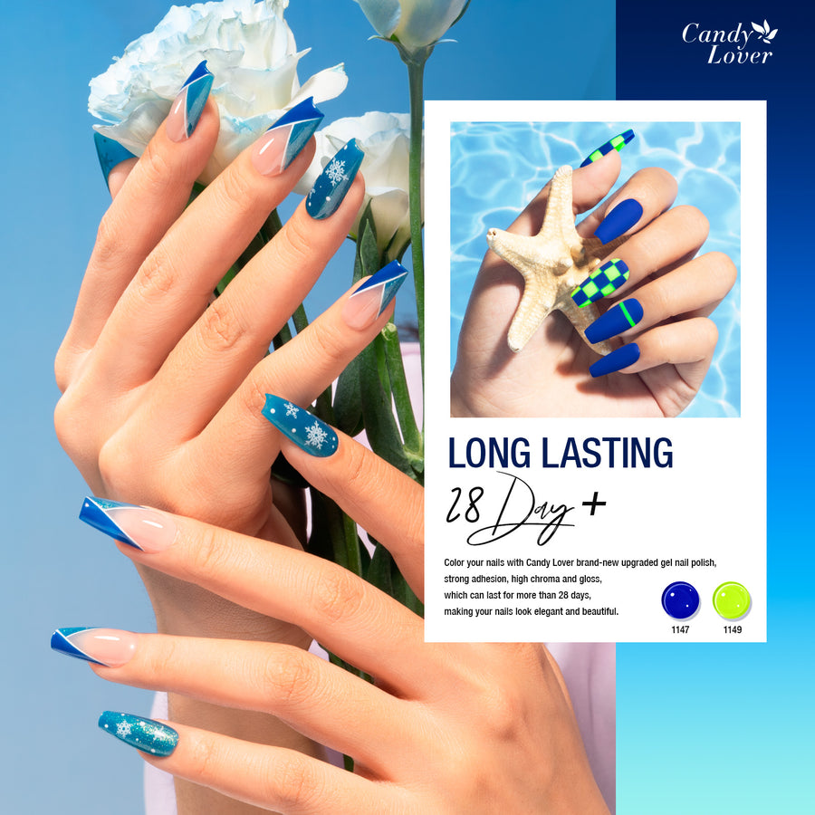 Candy Lover Nail Gel Polish, 6 Colors Ocean Blue Starry Sky Blue Gel Polish Set, Soak Off UV LED Needed Nail Gel Set, Nail Art Gift for Women DIY Manicure