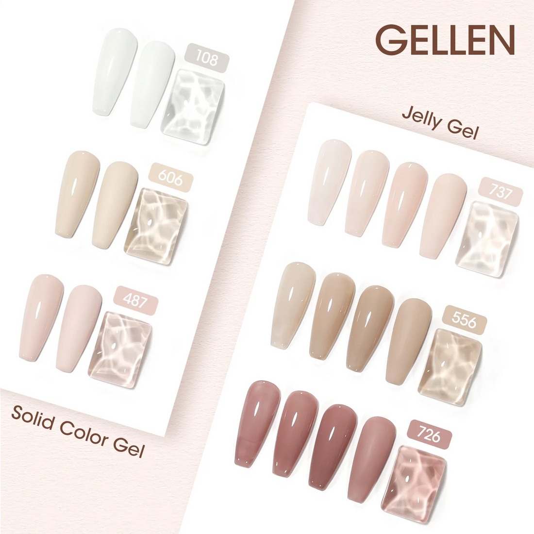 Gellen Gel Nail Polish Kit, 6 Colors White Pink Gel Polish Set, Soak off LED Nail Lamp Gel Nail Kit, Manicure Kit Gifts for Her