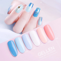 Gellen Gel Nail Polish Kit- 6 Colors Blue Pink Peach Gel Nail Polish Set Spring Summer Soak off LED Gel Manicure DIY Nail Gifts for Girls