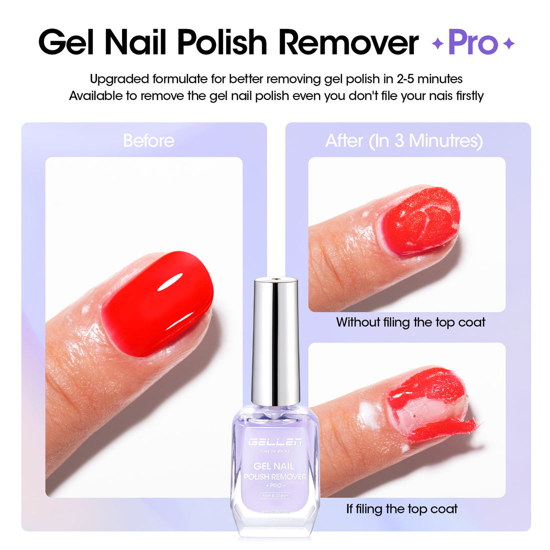 Gellen Gel Nail Polish Remover Kit, with Peelable Liquid Latex for Nails, Gel Polish Remover Kit Fast Nail Gel Removal in 2-5 Minutes No Soaking or Wrapping
