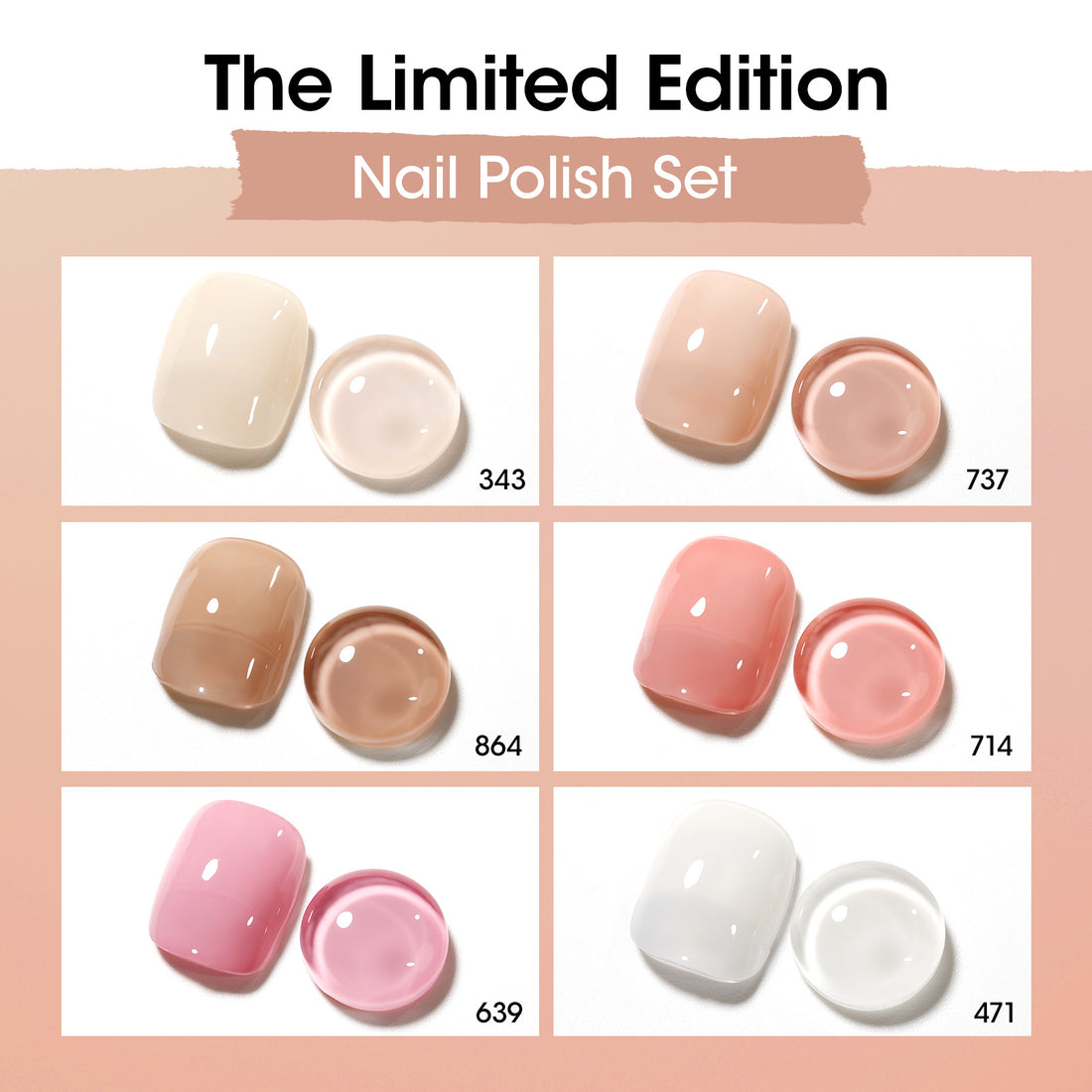 Gellen 6Colors Nail Polish Set, Quick Air Dry Nail Polish French Style Jelly Trendy Nail Polish Kit for Nail Manicure DIY Art Home, No UV Light Needed, 0.33 oz