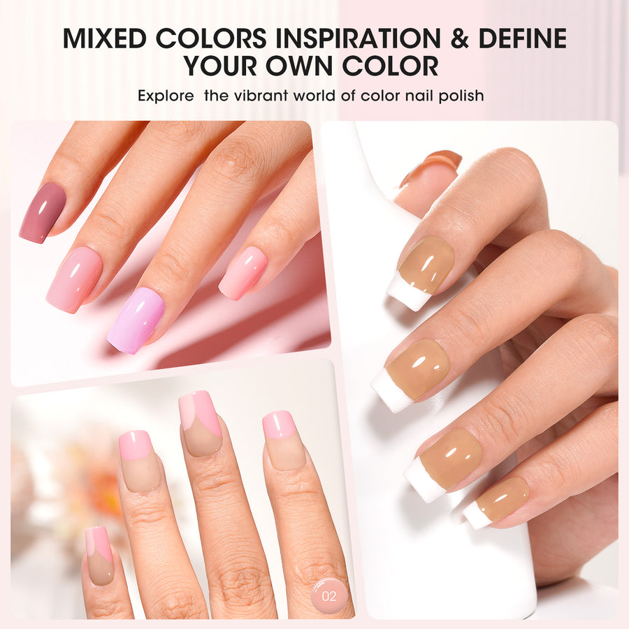 Nailshion Quick Air Dry Nail Polish Set, 16 Colors 10ML Nude Pink Peachy Nail Polish with Clear Base Top Coat and 35Pcs Remover Pads All Season Regular Nail Lacquer Gift for Women Girls