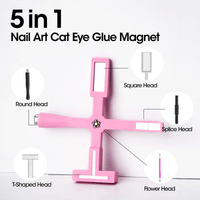 Gellen 5 in 1 Cat Eye Magnet for Nails Art, Multi-function Strong Magnetic Nail Tools, 3D Cat Eye Gel Nail Polish Wand Stick Tools Accessories for Salon Manicure (Pink)