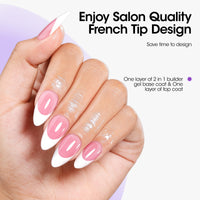 Gellen French Tips Gel Nail Kit - 240 Pcs Pink Almond, Salon Acrylic Nail Kits Including Gel Top Coat and Base Coat, UV Lamp, Solid Nail Glue Gel, Nail Charms for French Tip Manicure