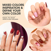 Nailshion Quick Air Dry Nail Polish Set, 16 Colors 10ML Nude Gray Burgundy Nail Polish with Clear Base Top Coat and 35Pcs Remover Pads Fall Regular Nail Lacquer Gift for Women Girls
