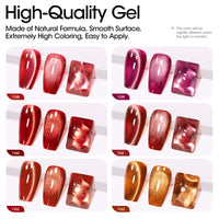 Gellen Cat Eye Gel Nail Polish Kit, 6 Colors Glitter Red Pink Cat Eye Gel Polish with Magnet, Soak off UV/LED Nail Gel Kit, Salon Nail Art Valentine Gifts for Women