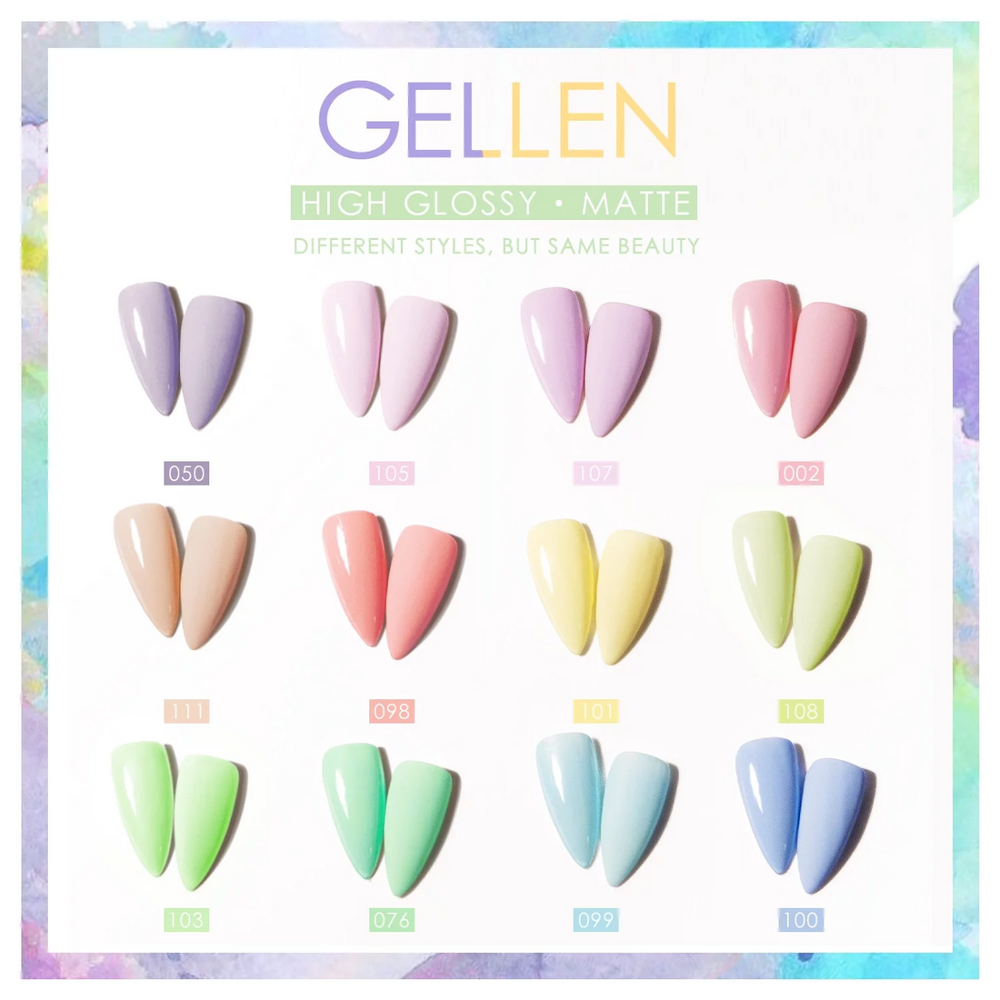 Gellen 12 Colors Macaron Candy Gel Nail Polish Starter Kit - with 72W UV/LED Nail Lamp