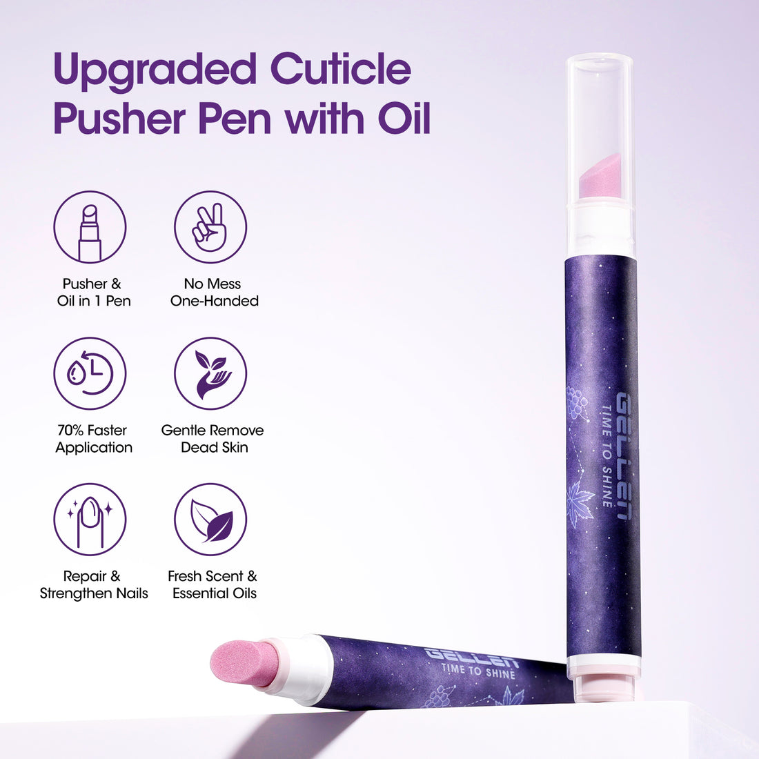 Gellen 4-in-1 Cuticle Pusher Pen with Micro-Dosin Oil, Ceramic Nail Pusher Oil Pen for Hangnails & Dry Nails, Nail Care Pen for Repair & Nourish Nails, Cuticle Remover & Cuticle Oil in a Pen
