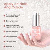 Gellen Nail Cuticle Oil for Growth and Strength, 15ml Vitamin E Nail Nourishing Oil for Hydrating, Moisturizing, Strengthening, Cuticle and Skin Nail Care for Women, Jasmine Scent, Nude Pink Shimmer