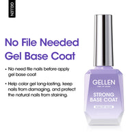 Gellen Gel Base Coat, 18ML Gel Polish Base Coat Soak Off UV Light Cured, Upgraded Strong Base Coat Gel Nail Polish, Gel Nail Base Coat Gel Polish for Salon Nail Art Home Manicure