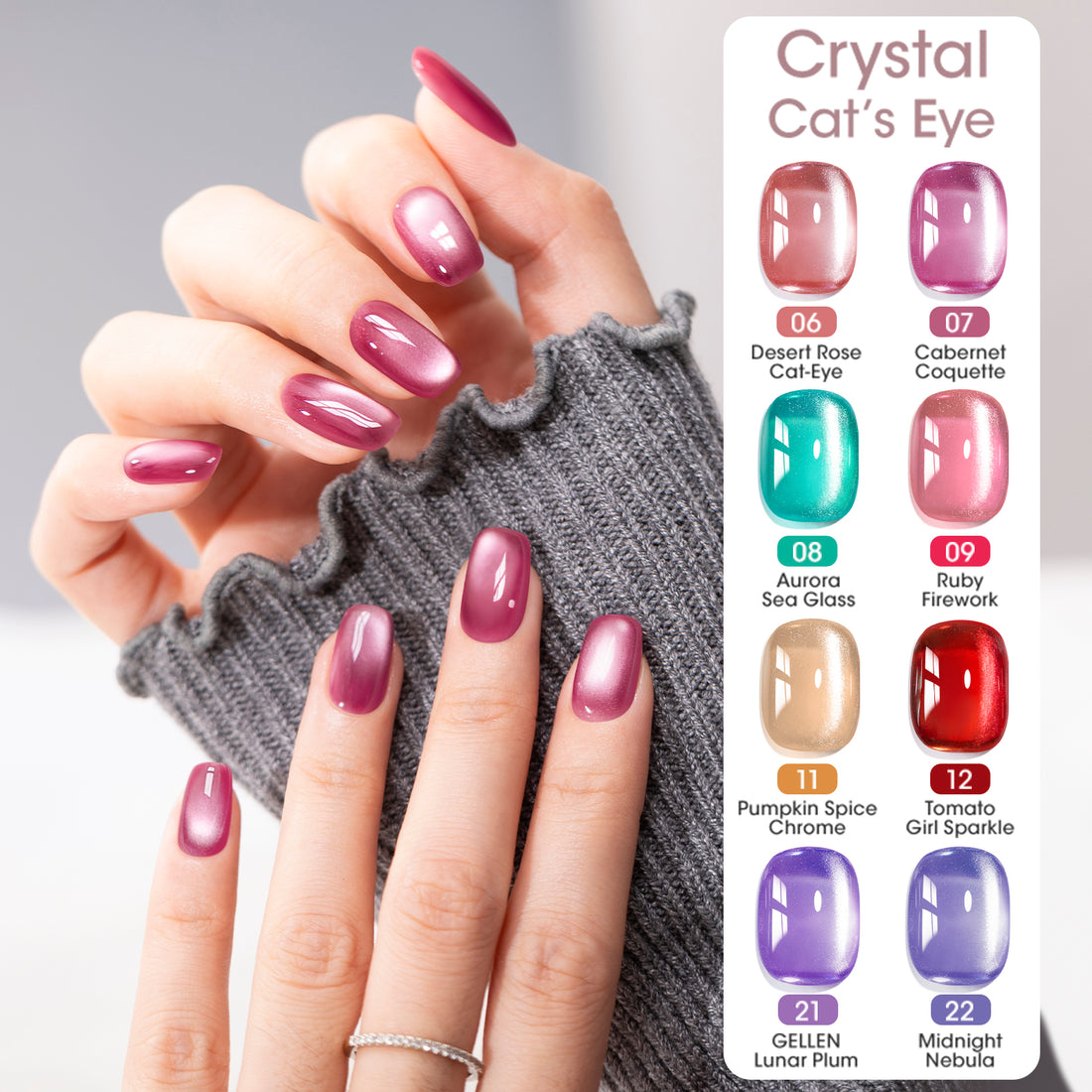 Gellen One Step Cat Eye Gel Nail Polish, 5-in-1 Magnetic Gel Polish Set, UV Lamp Needed Cured, No Base Top Needed, DIY Manicure for Women Beginners, 21 Sheer Lavender Purple