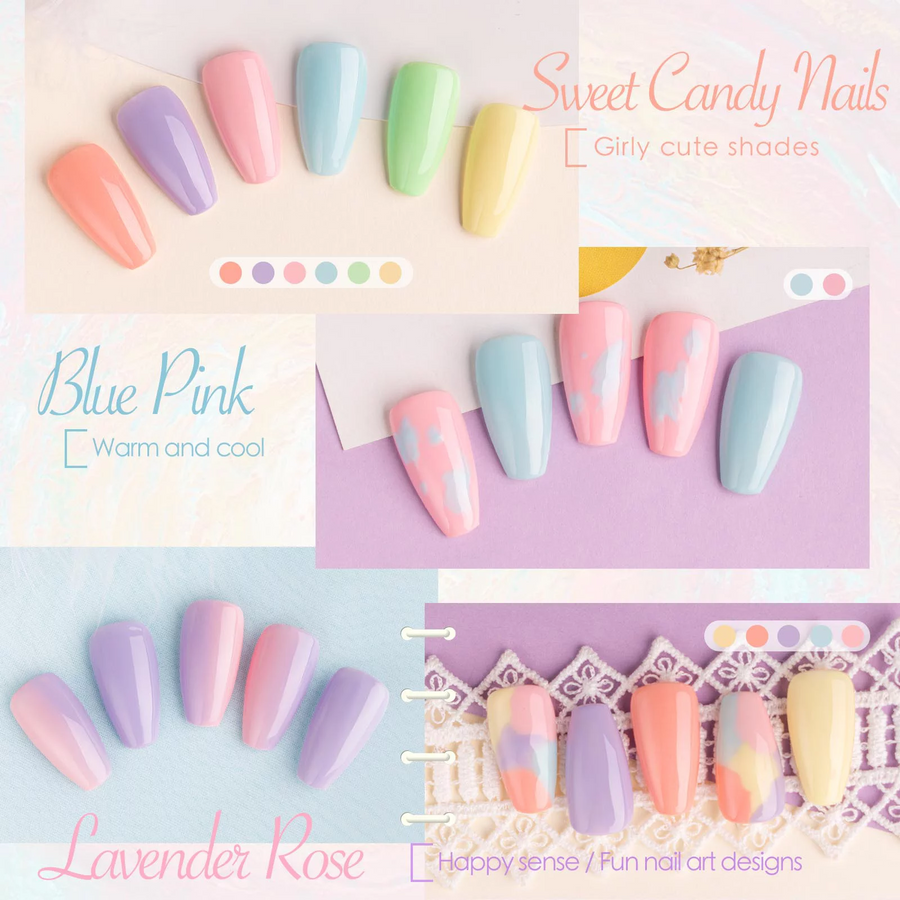 Gellen Gel Nail Polish Starter Kit, Gel Polish 6 Colors Sweet Candy with UV Light, Soak Off Nail Gel Polish Set with Base Top Coat Manicure Tools, Nail Art Gift for Girls