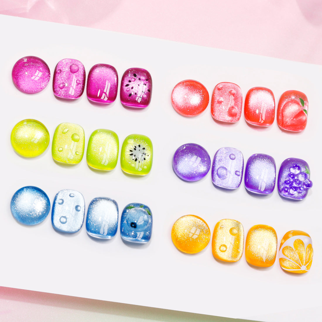 Gellen Neon Cat Eye Gel Nail Polish Set, 6Colors Purple Pink Green Blue Orange Shimmer Holographic Magnetic, 10ML UV Gel Polish Kit at Home